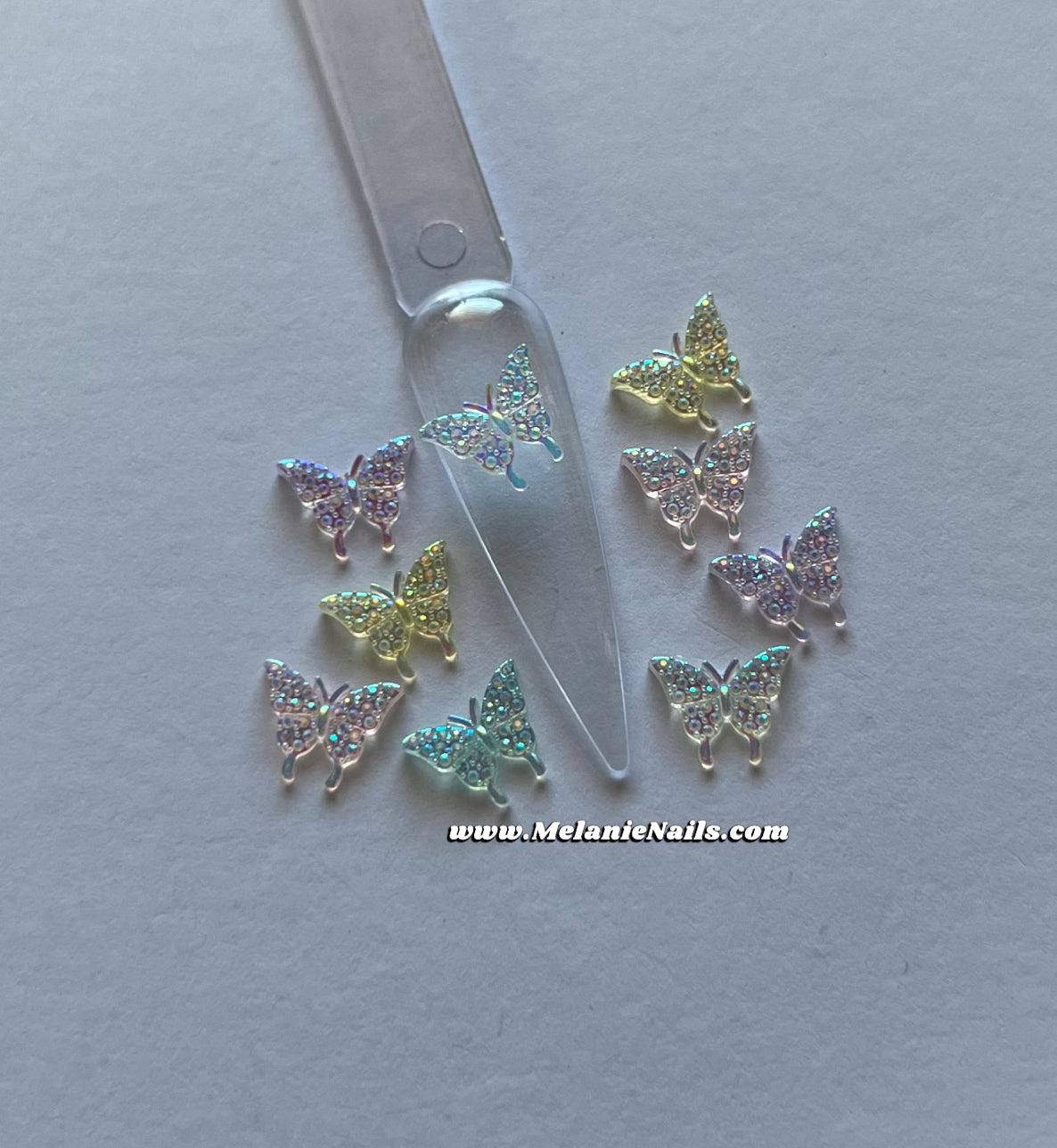 Clear Iridescent Butterfly Nail Charms