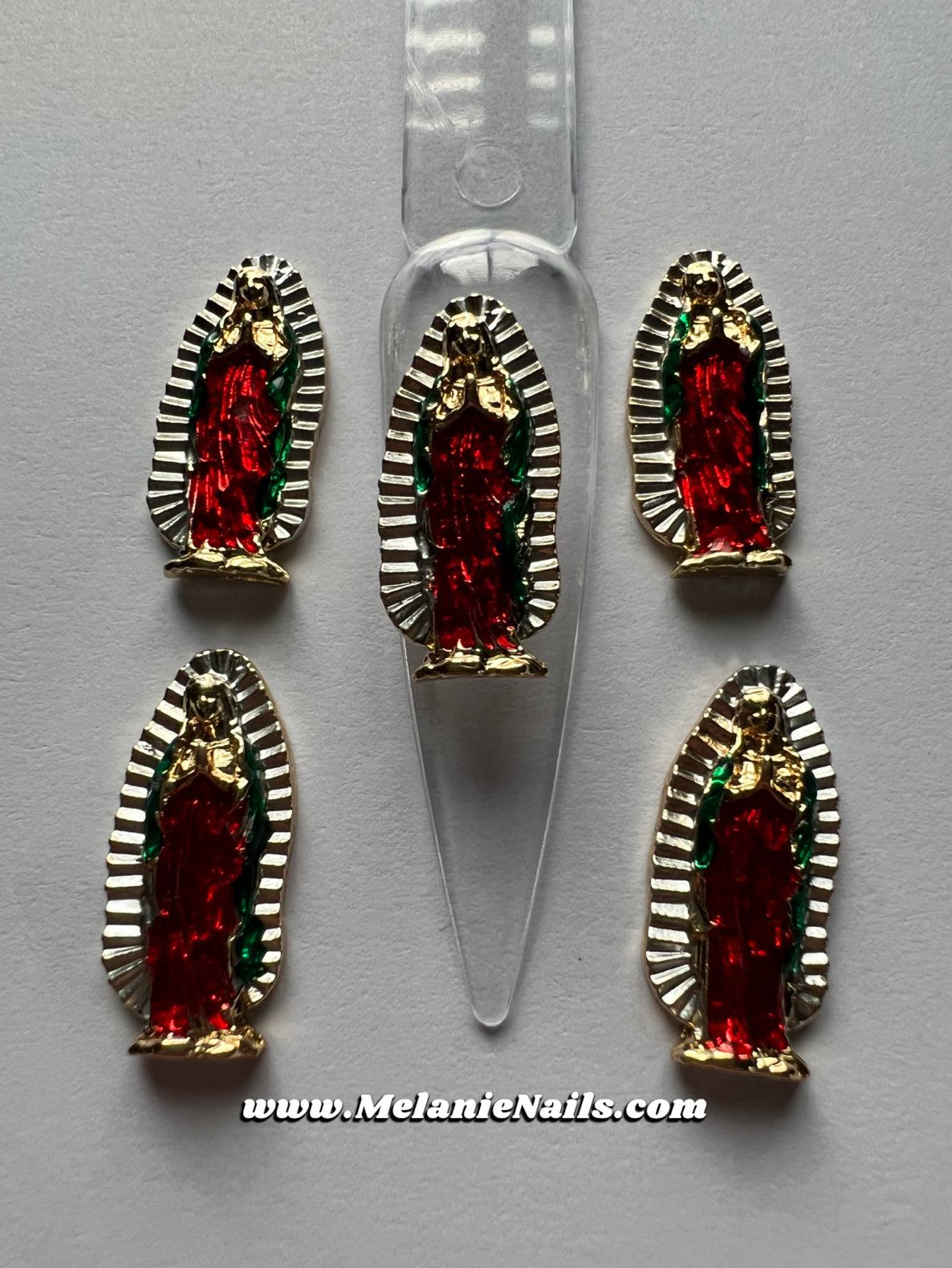 Gold Colorful Virgencita Nail Charms