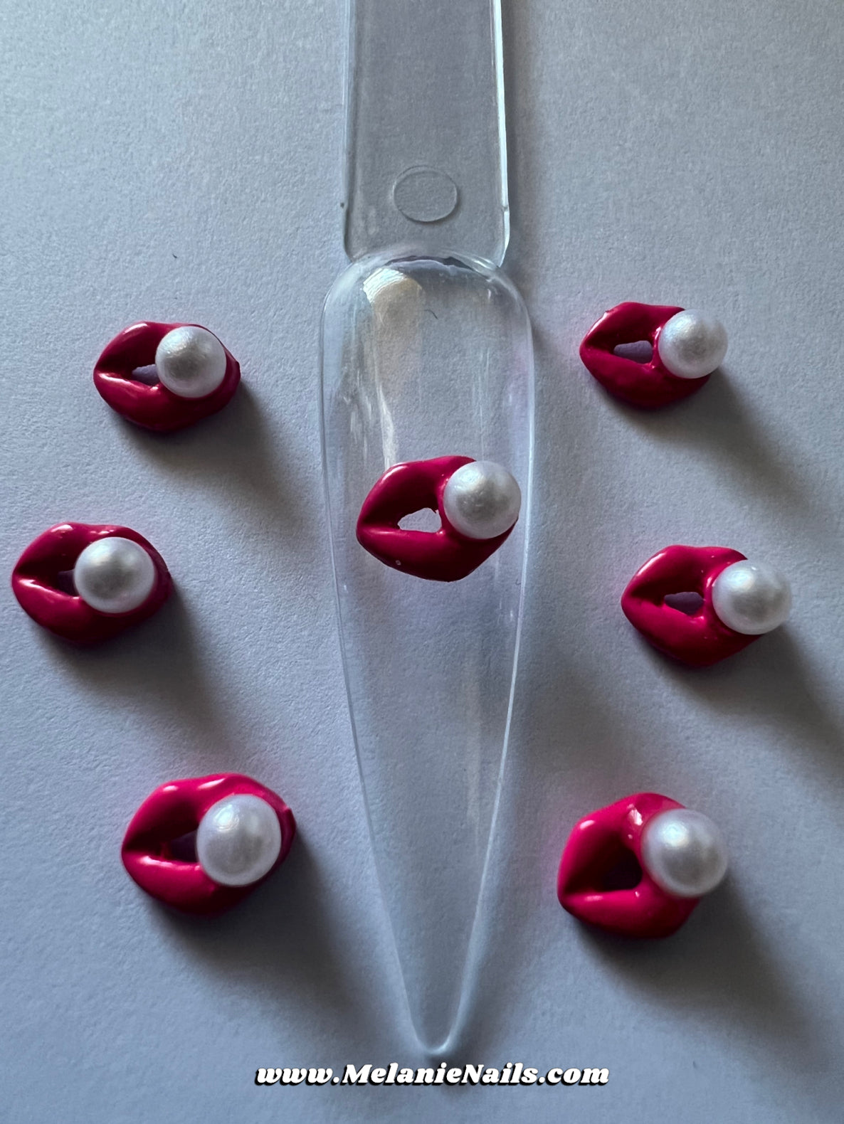 Pearl Magenta Lip Nail Charms