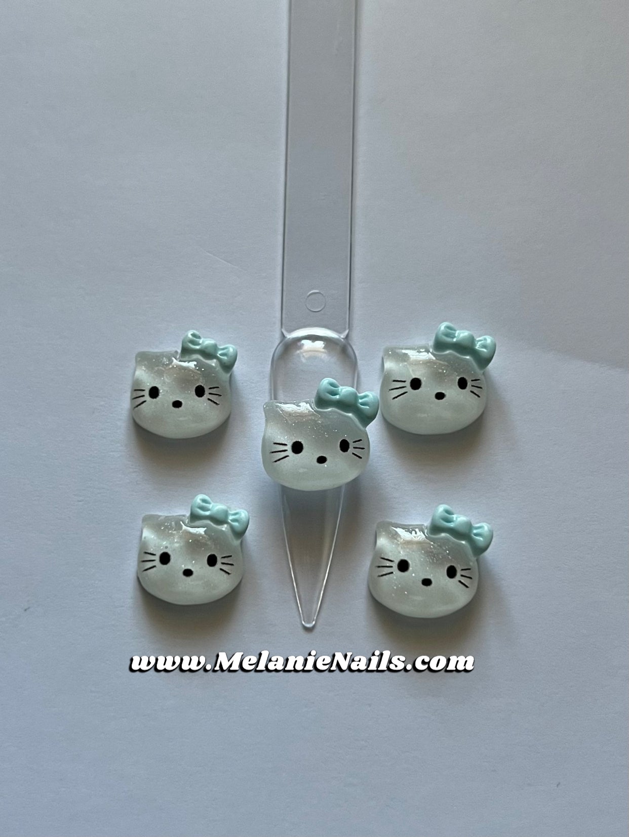 Blue Bow Kitty Nail Charms