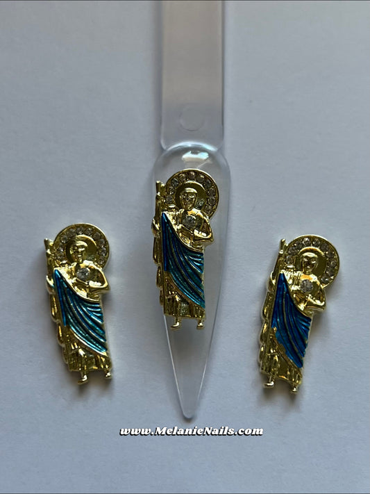 Blue Diamond San Judas Nail Charms