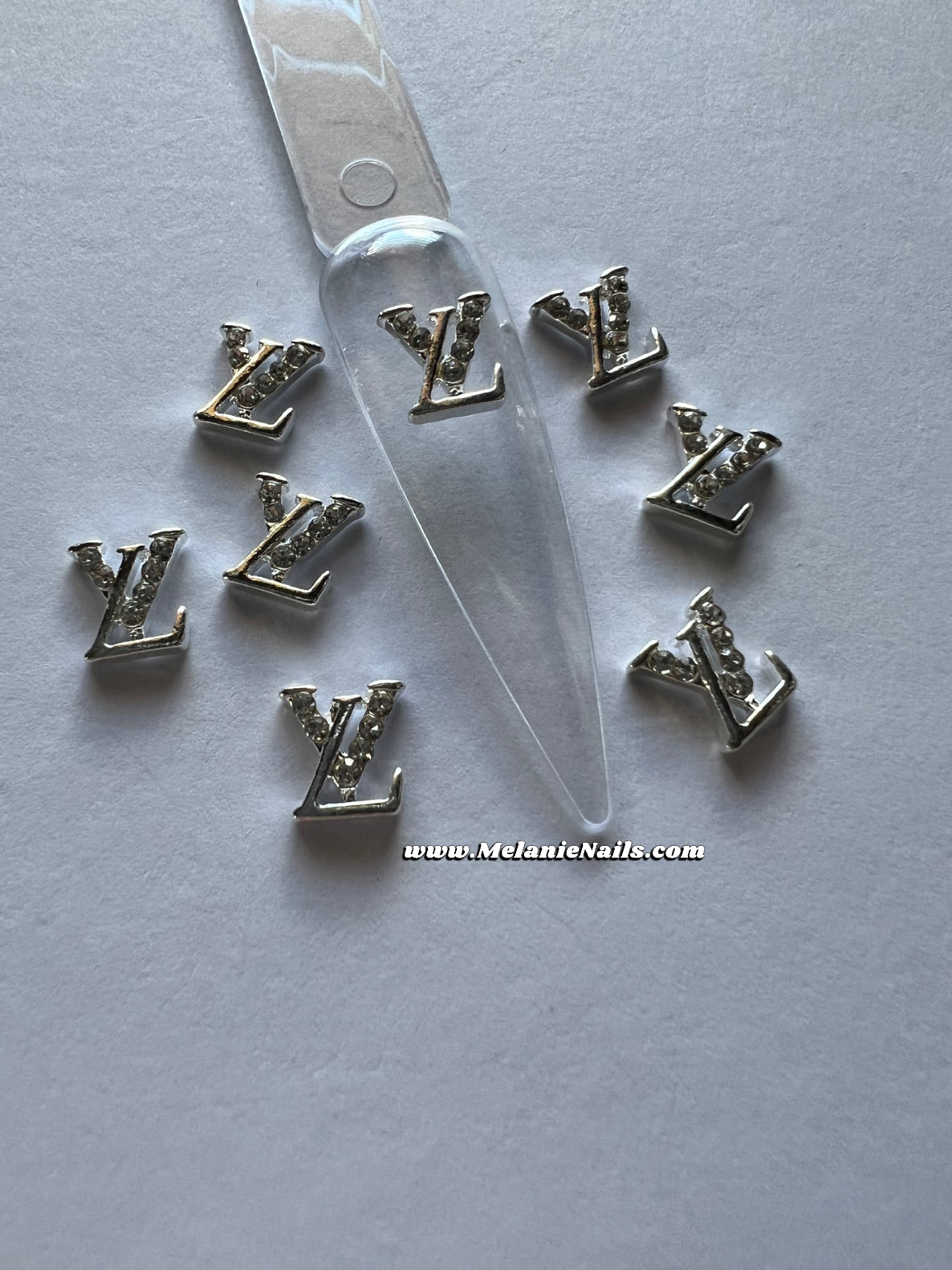 LV Silver Diamond Nail Charms