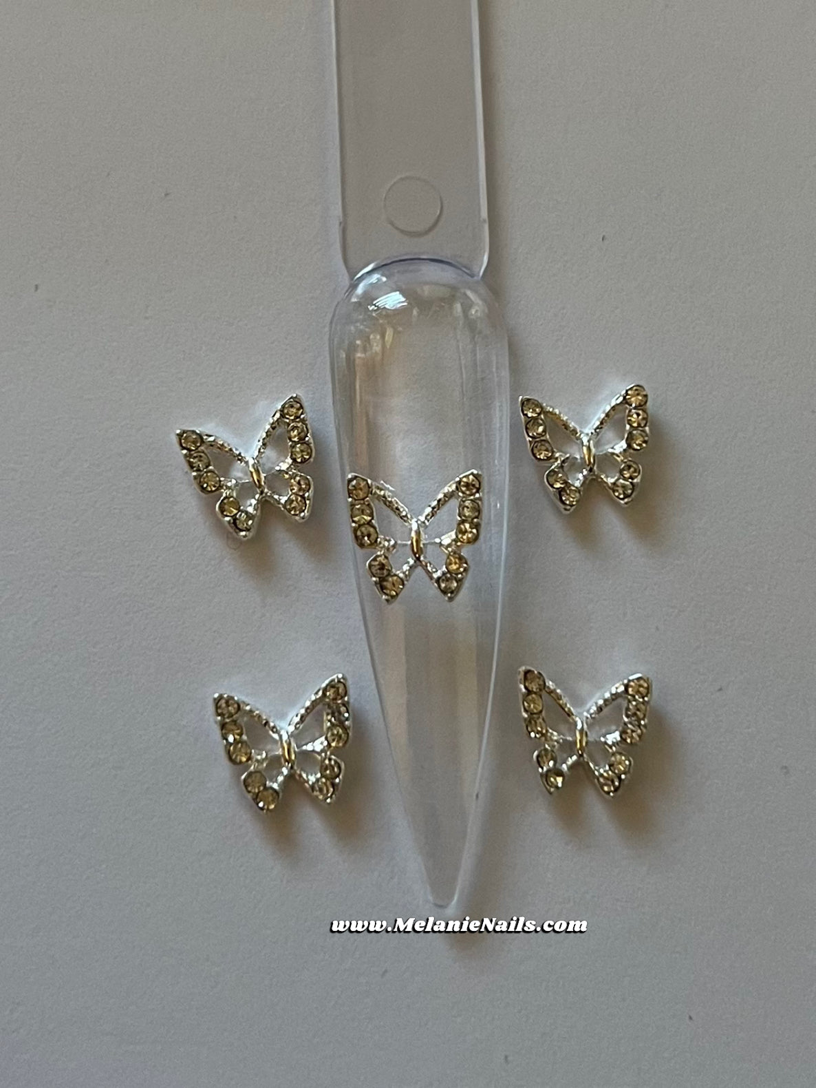 Silver Rhinestone Butterfly Nail Charms