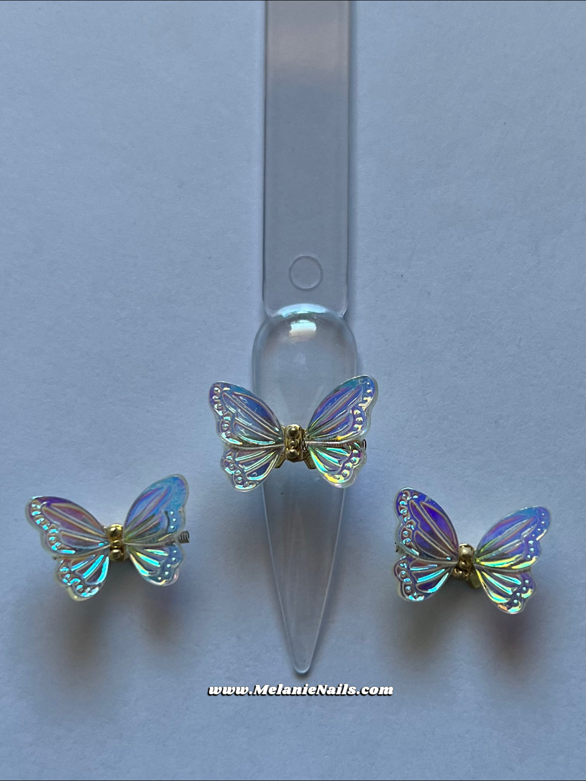 White Iridescent Butterfly Nail Charms