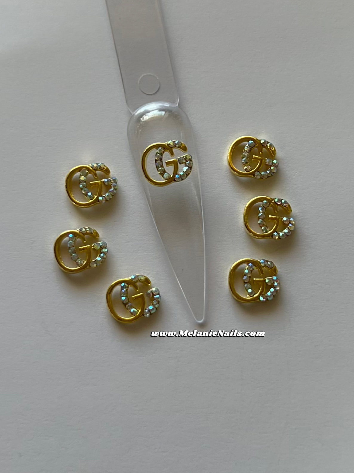 GG Gold Holographic Diamond Nail Charms