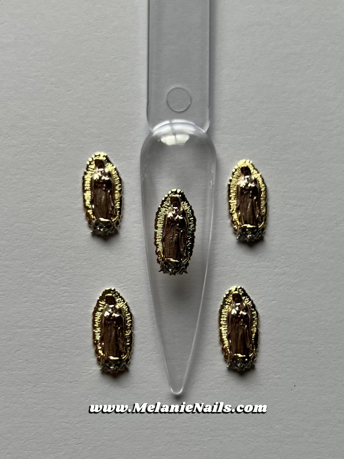 Mini Gold Rose Virgencita Nail Charms