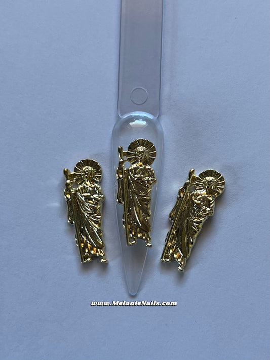 San Judas Gold Nail Charms