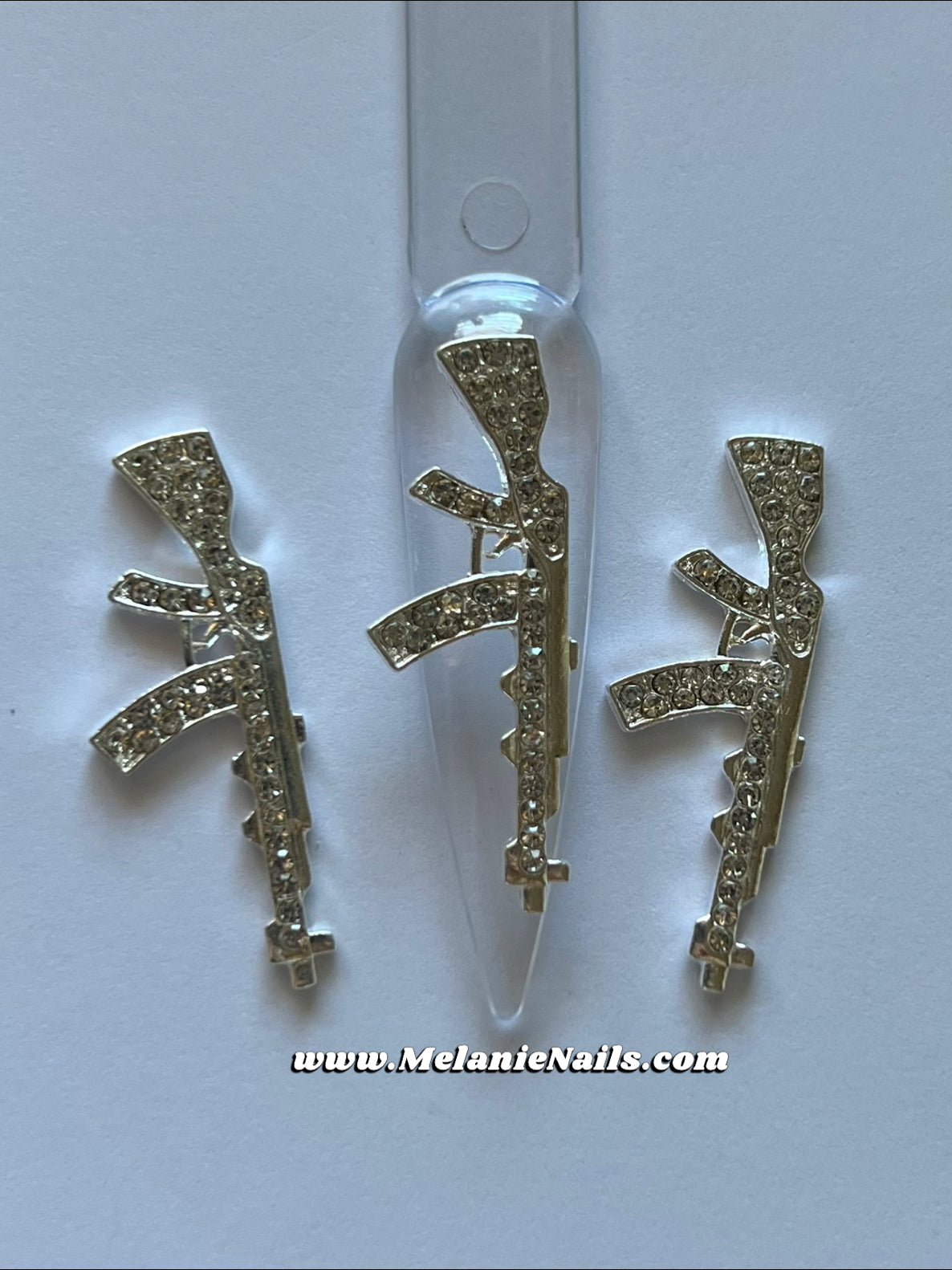 Big Silver Diamond Gun Nail Charms