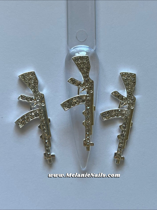 Big Silver Diamond Gun Nail Charms