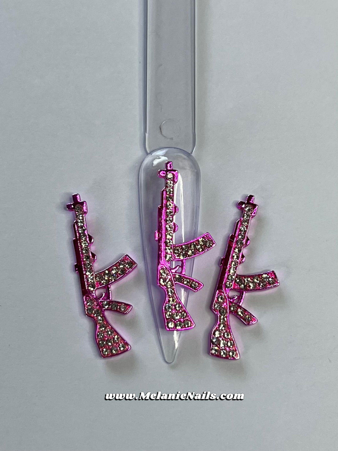 Big Pink Diamond Gun Nail Charms