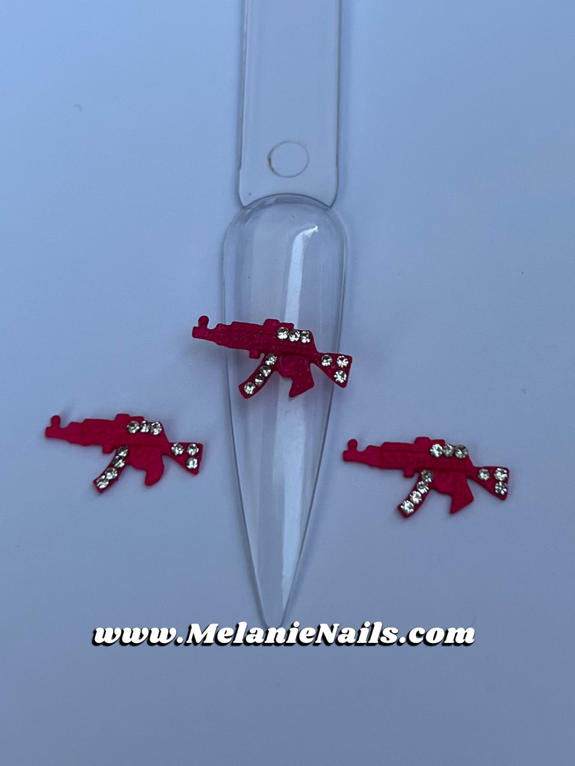 Mini Diamond Pink Gun Nail Charms