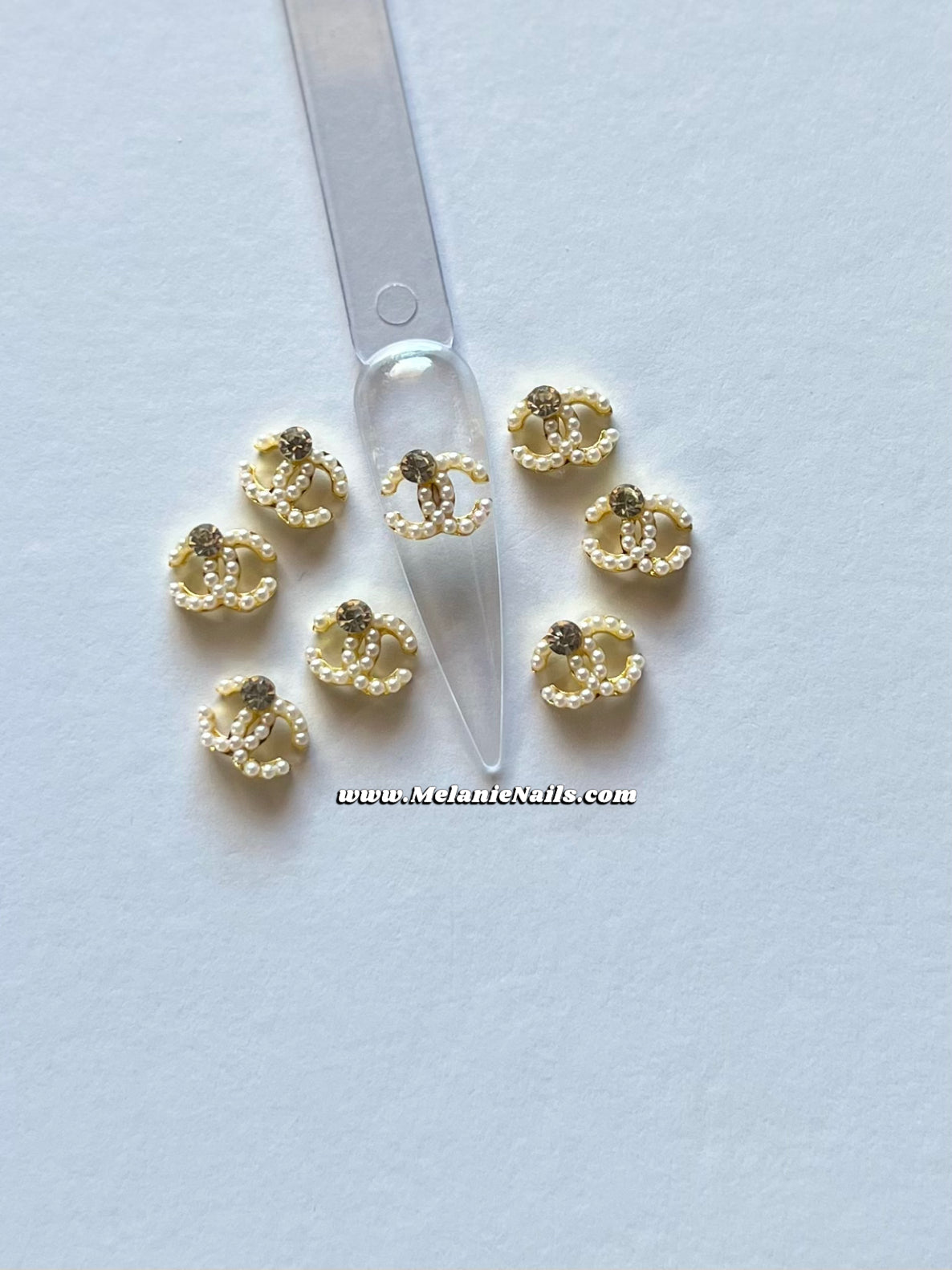 CC Pearl Gold Diamond Nail Charms