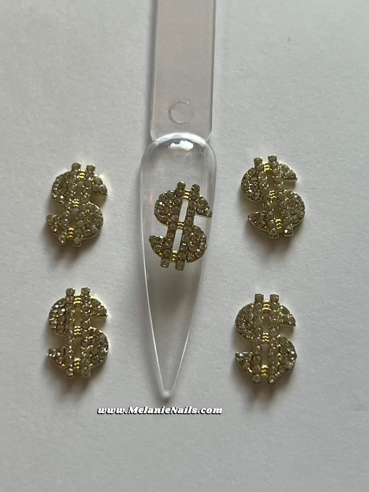 Gold Diamond Dollar Sign Nail Charms