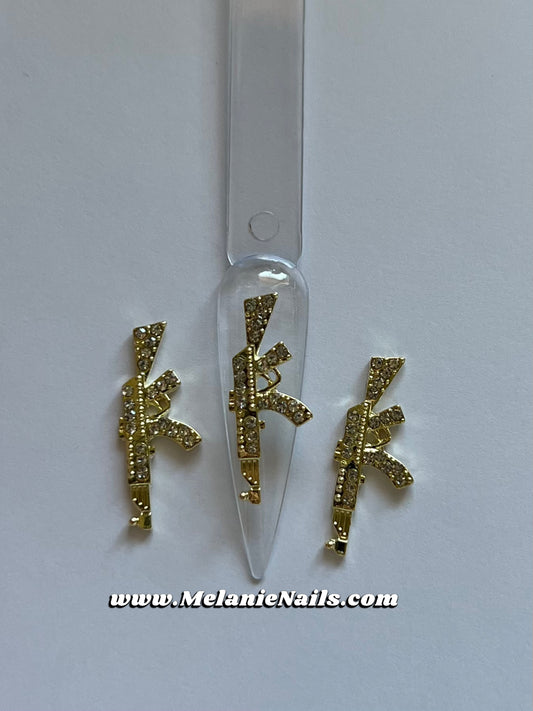 Small Gold Diamond Gun Nail Charms