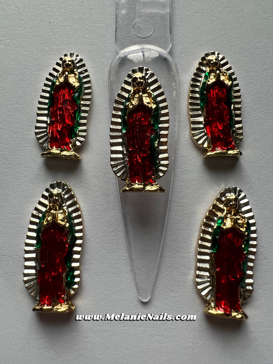 Gold Colorful Virgencita Nail Charms