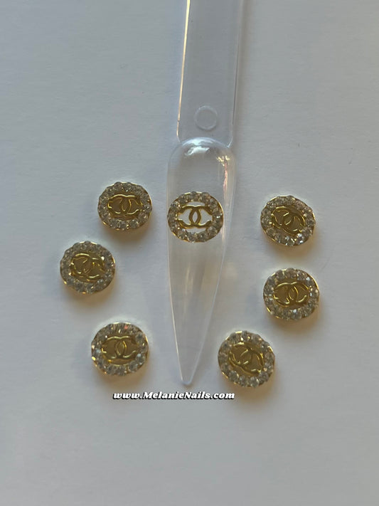 CC Gold Diamond Circle Nail Charms