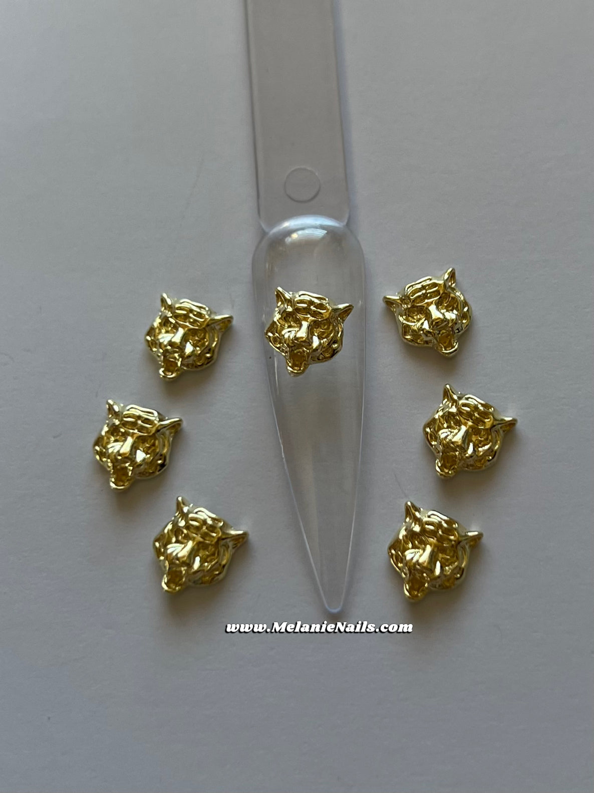 Gold Tiger Head Nail Charms