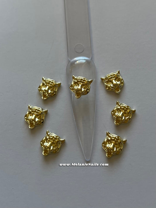 Gold Tiger Head Nail Charms