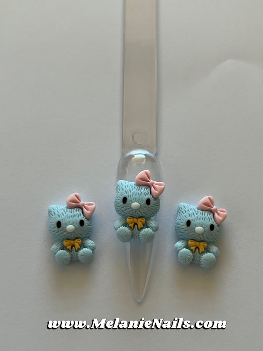 Blue Kitty Nail Charms