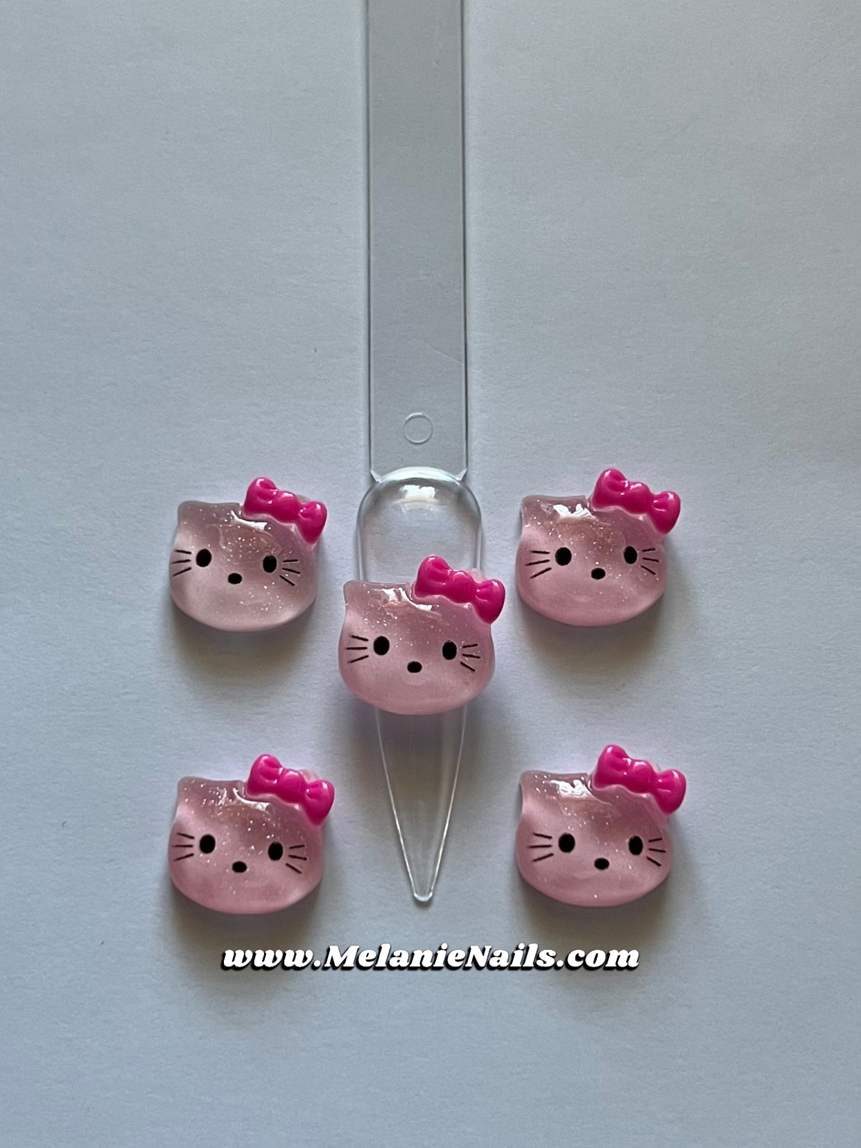 Pink Bow Pink kitty Nail Charms