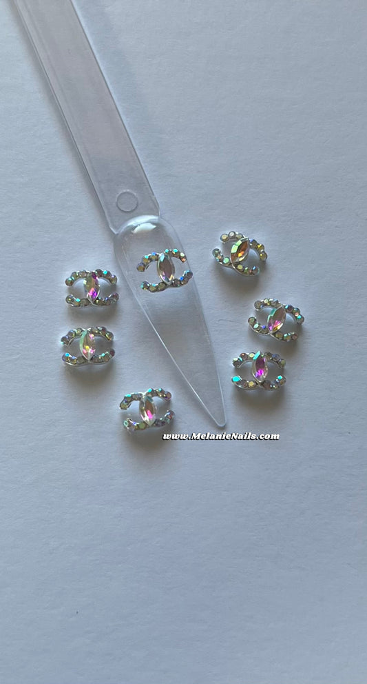 CC Holographic Diamond Silver Nail Charms