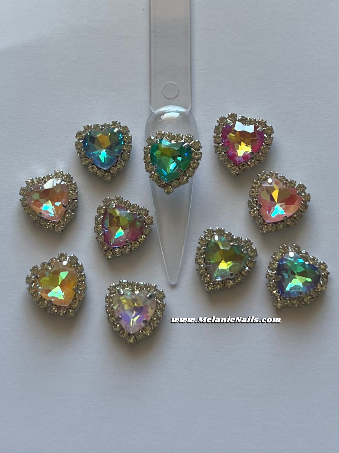 Big Iridescent Heart Charms