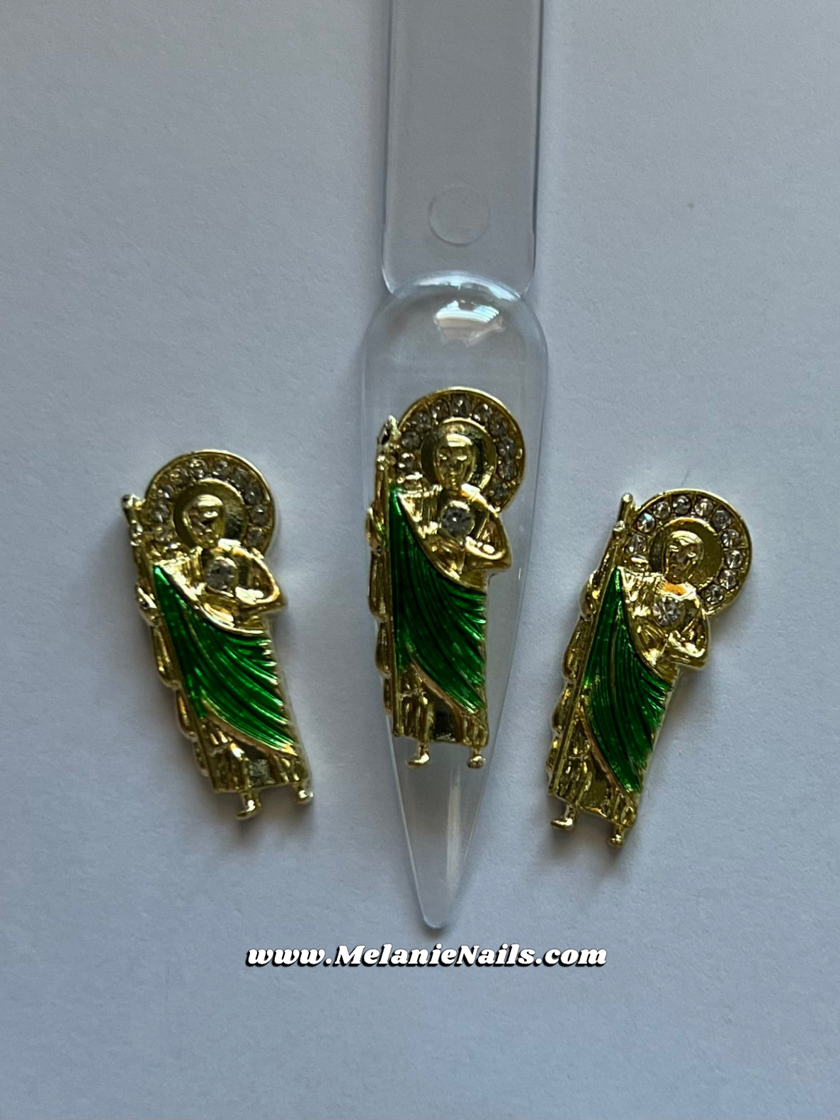 Green Diamond San Judas Nail Charms