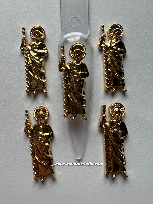 Gold San Judas Nail Charms