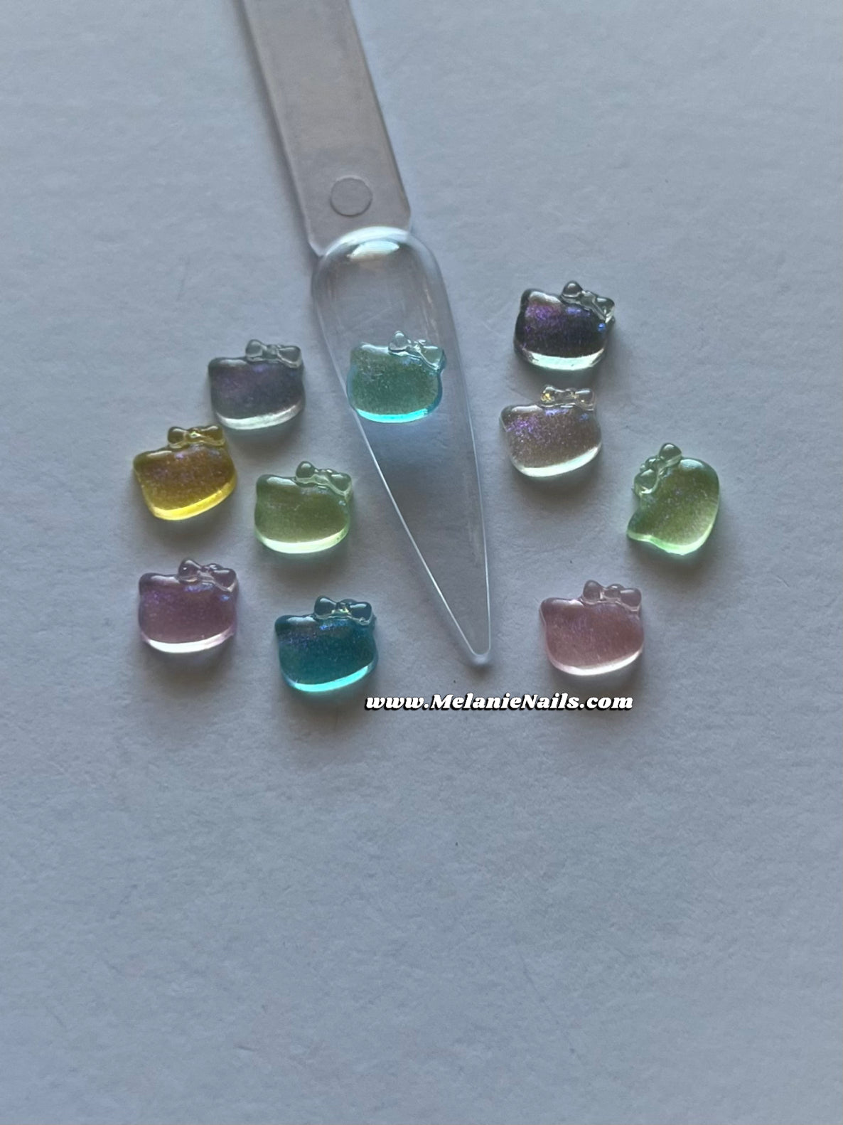 Iridescent Clear Kitty Nail Charms