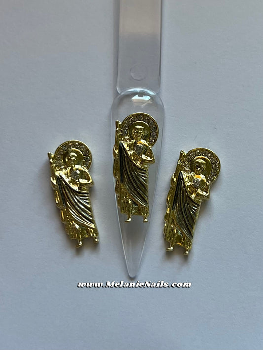 Grey Diamond San Judas Nail Charms