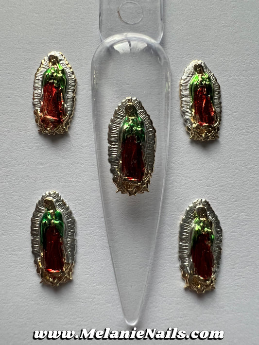 Mini Gold Colorful Virgencita Nail Charms