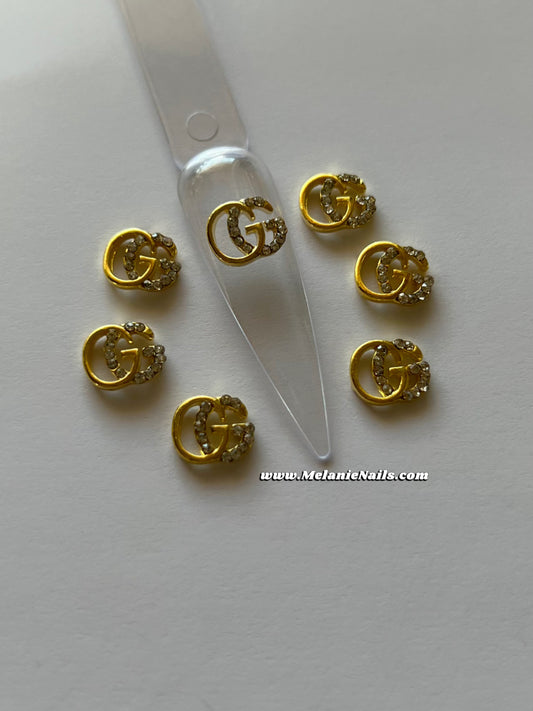 GG Gold Diamond Nail Charms